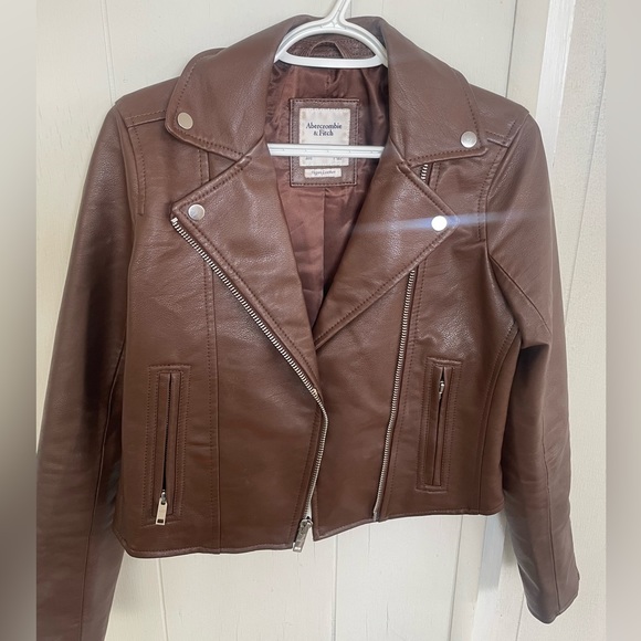 ABERCROMBIE BROWN LEATHER JACKET - Picture 2 of 4